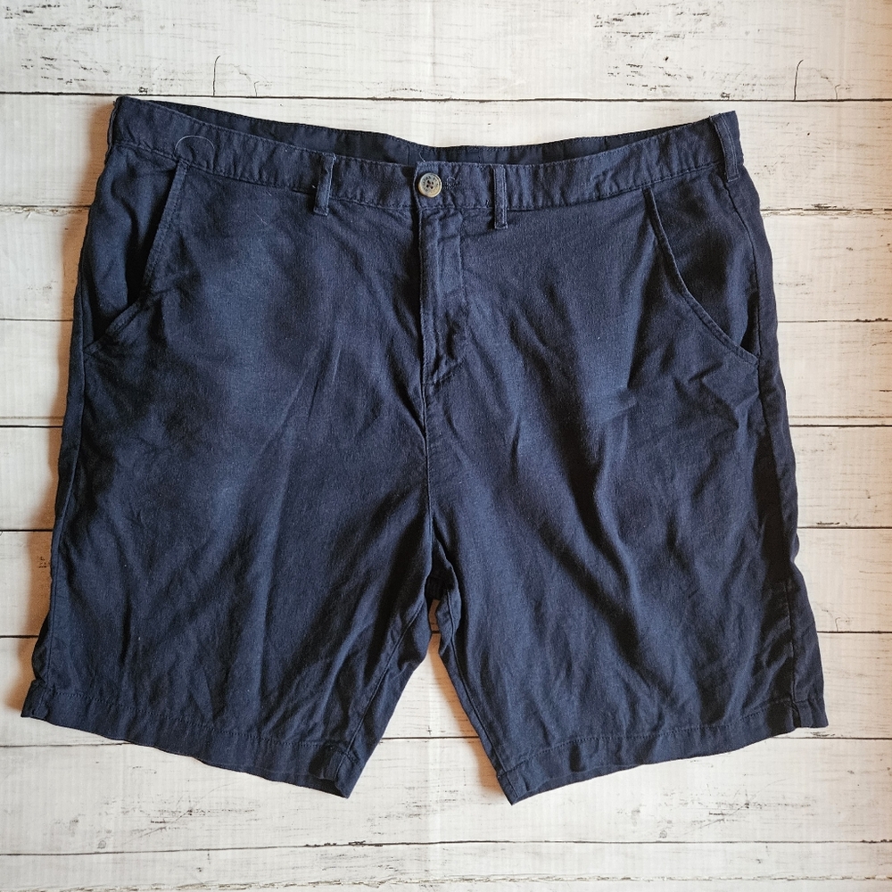 Jachs‎ New York Navy Linen Blend Shorts Size 38